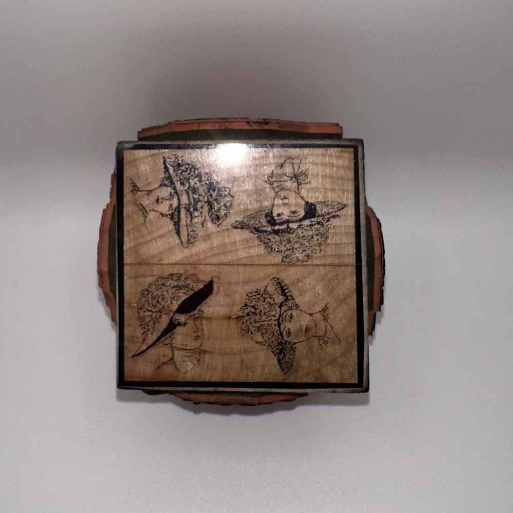 Postmodern Design Victorian B-Line Cube BL8-101-G Hat Wood Rubber Stamp 4-Sided